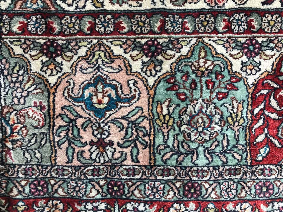Thumbnail: Semi-Antique Hereke, Pure Silk Signed Turkish Prayer Rug