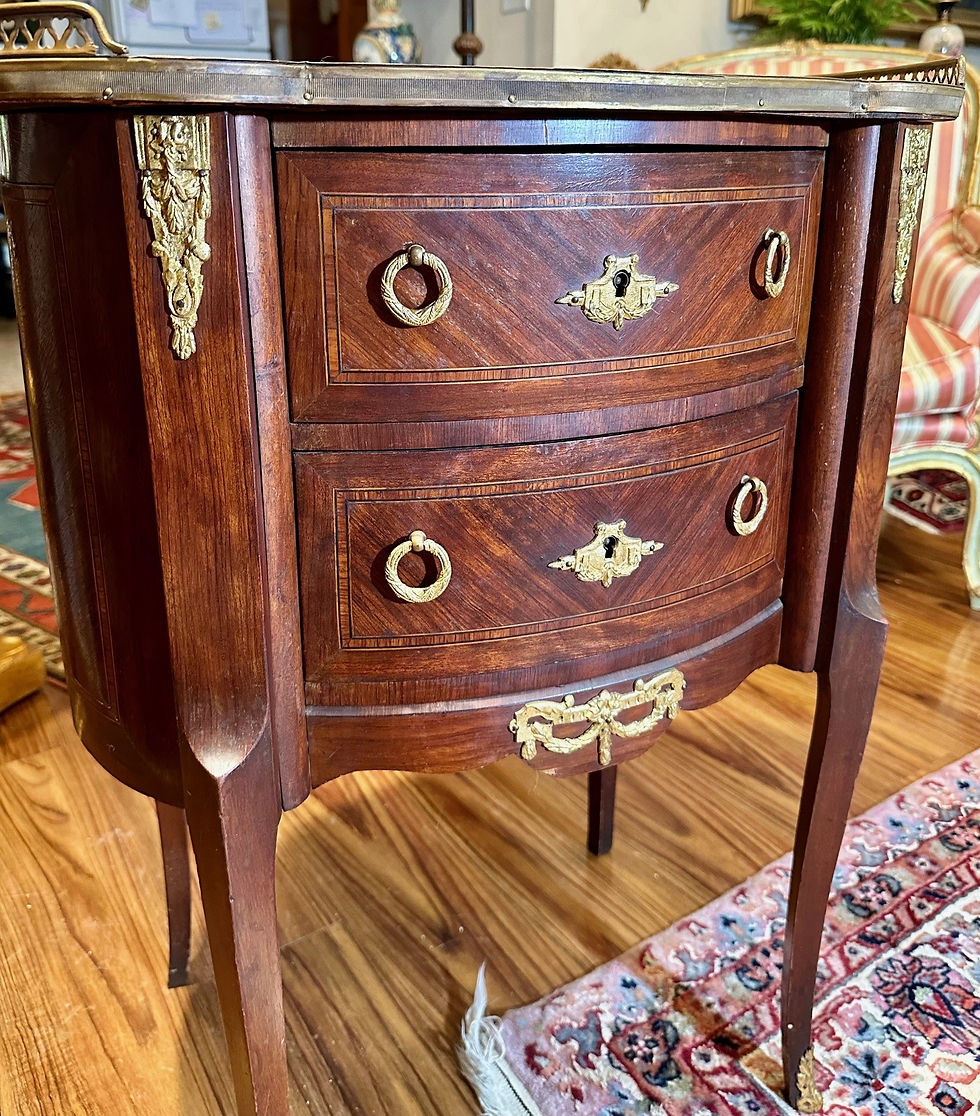 Thumbnail: Late 19th Century Louis XVI Style Fruitwood Marquetry 2-Drawer Commode