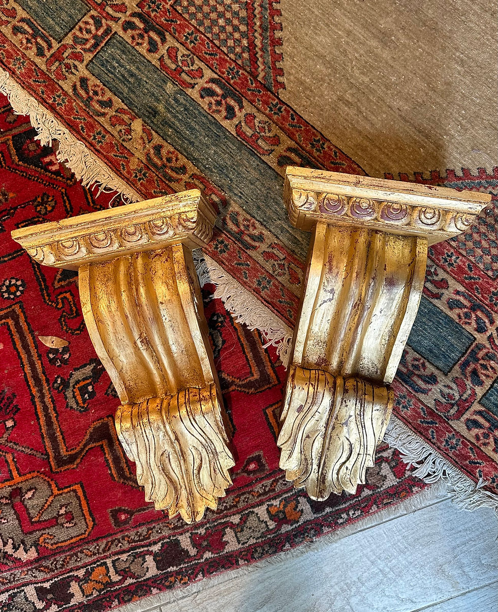 Thumbnail: Pair of English Giltwood Wall Brackets. 20"L