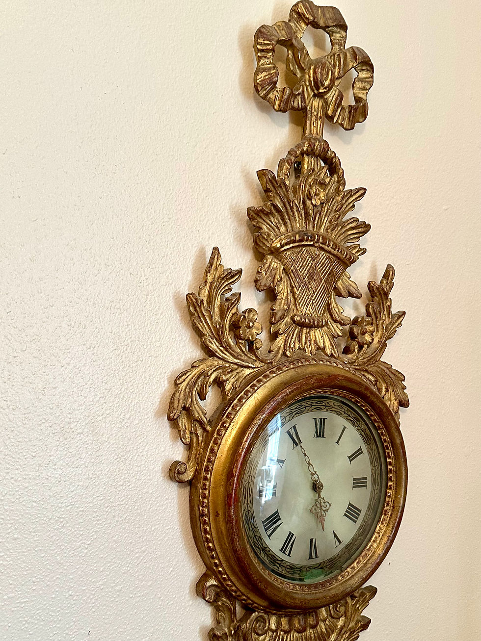 Thumbnail: Mid-Century Italian Neoclassical Giltwood Wall Clock by Palladio.
