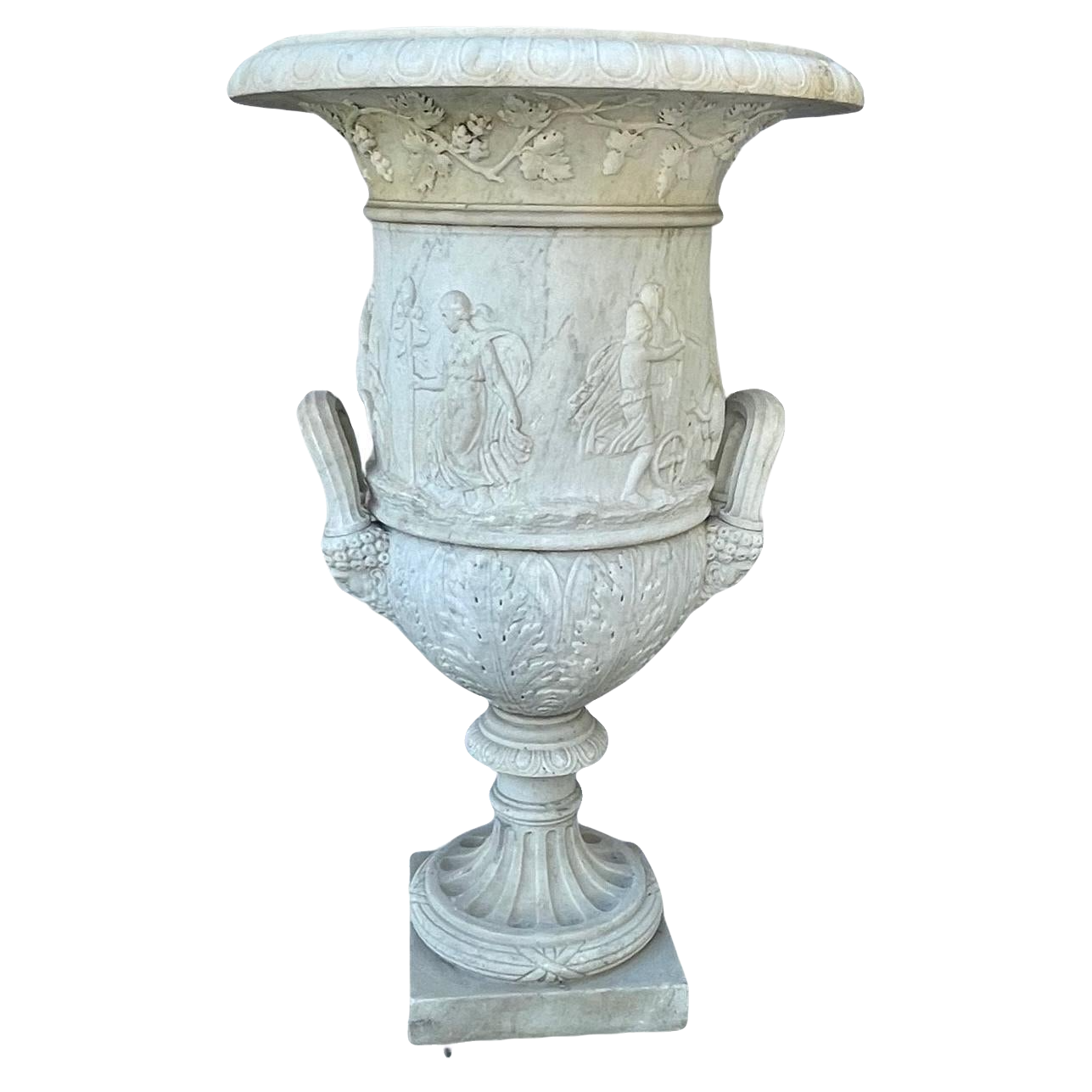 Monumental Italian White Marble Copy of the Medici Urn. Early 20th Century. H 5