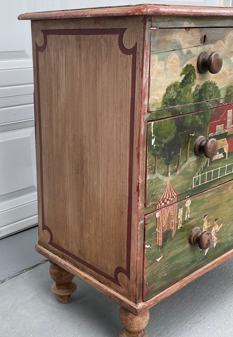 Thumbnail: 19th Century Colonial American Chest of Drawers, Paint Decorated Americana
