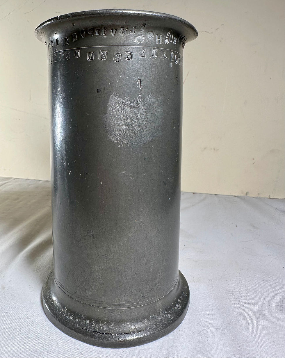 Thumbnail: Two Antique French Heavy Pewter Measuring Tankards