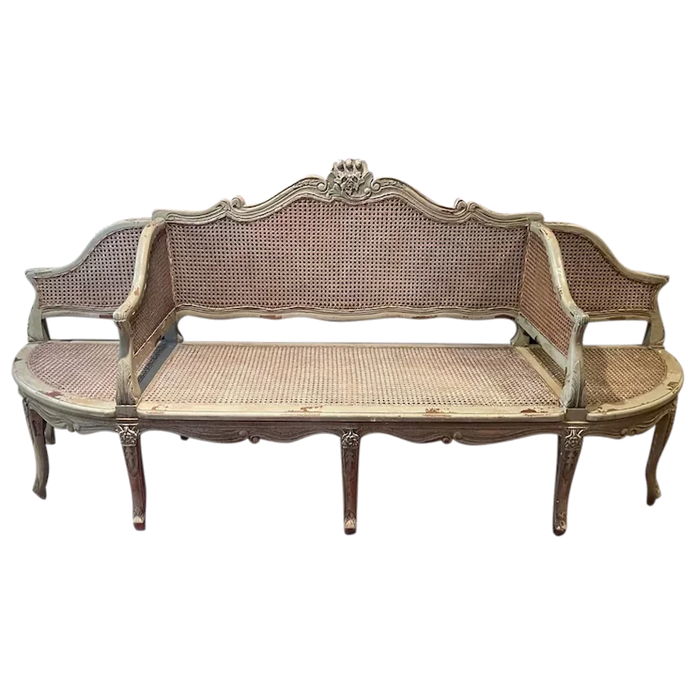Late 19th Century French Caned Sofa, canape a confidents.