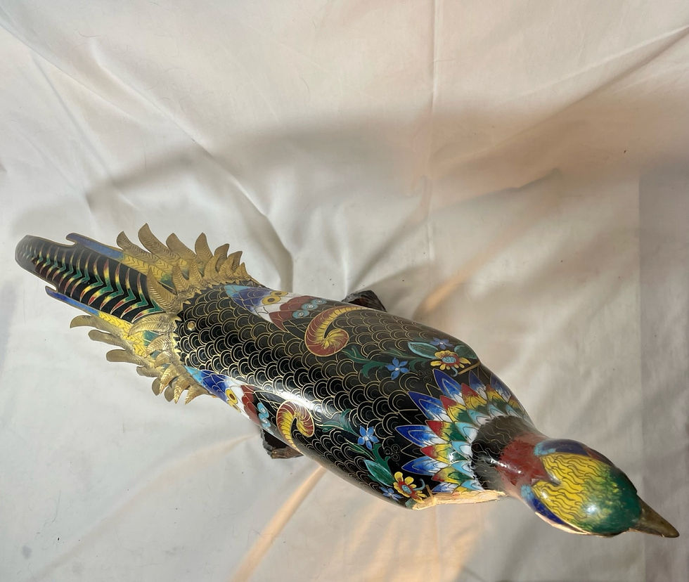 Thumbnail: Large Chinese Cloisonne Enamel Pheasant Vintage Sculpture