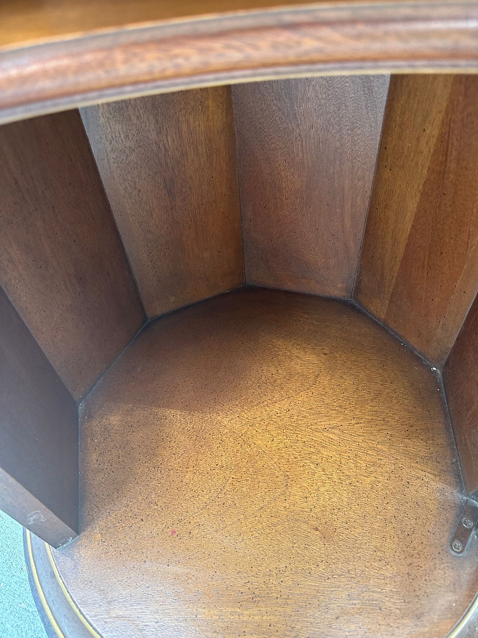 Thumbnail: Vintage Drexel Et- Cetera Fluted Column Parquetry Top Pedestal Cabinet.