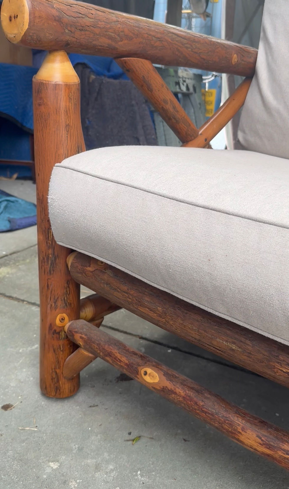 Thumbnail: Pair Old Hickory Furniture Upholstered Big Ranch Chairs.