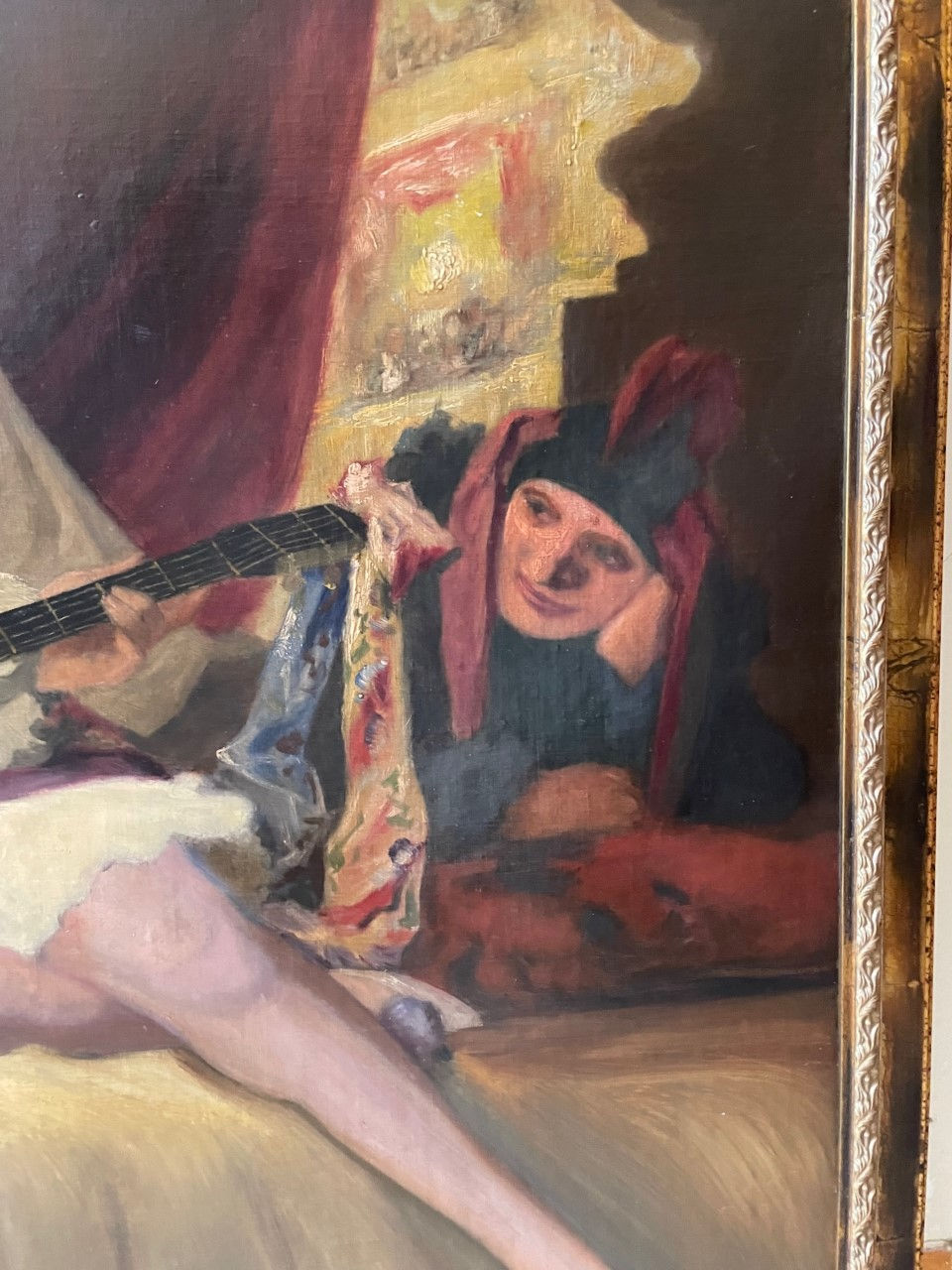 Thumbnail: Richard Geiger Large Oil on Canvas Master Painting Scene, Commedia dell’arte.