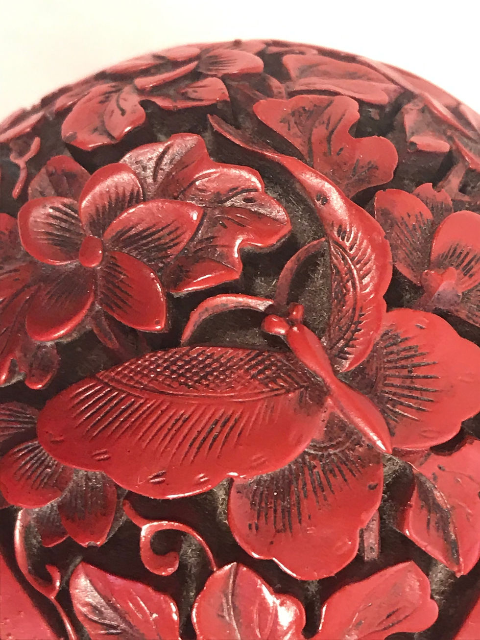 Thumbnail: SOLD - Vintage Chinese carved cinnabar red lacquer box. Republic period