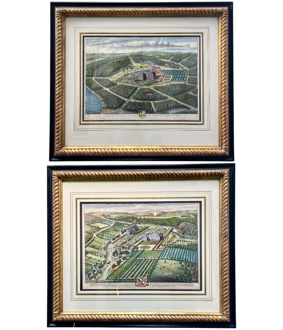 Thumbnail: 18th Century Hand Colored Engraving by Johannes Kip, Set of 2.