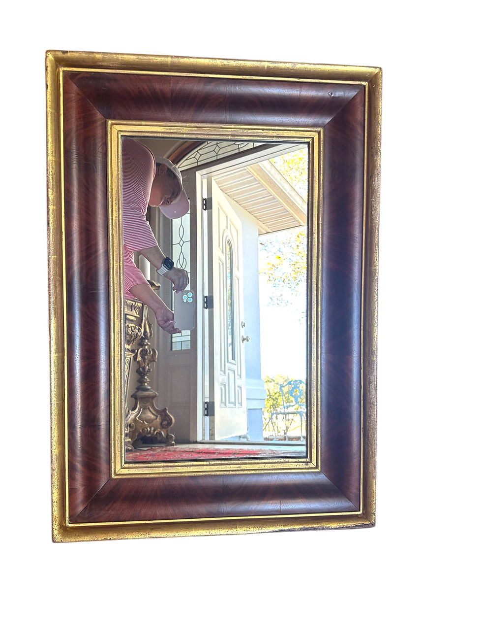 Thumbnail: Early 19th Century American Empire Mahogany and Gilt Ogee Wall Mirror.