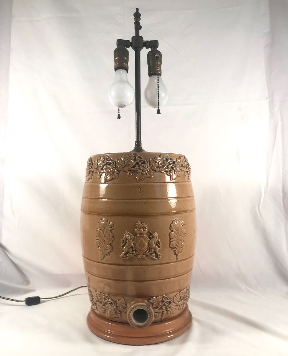 Thumbnail: English Doulton Lambeth Style Salt Glaze Whiskey Barrel - Water Cooler By Powell
