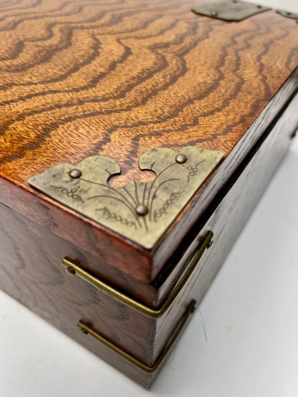 Thumbnail: 19th Century Korean Wood Document Brass Hinge Box.