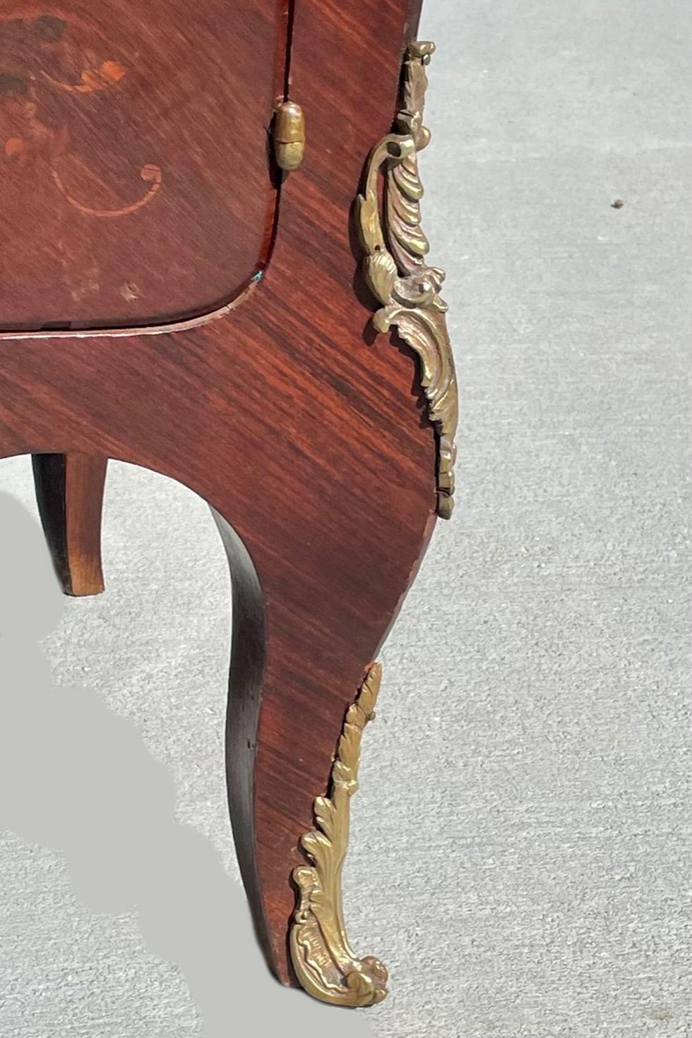 Thumbnail: Louis XV Style Bombe Secretary Inlaid Marquetry, Ormolu Signed, Henry Dasson.