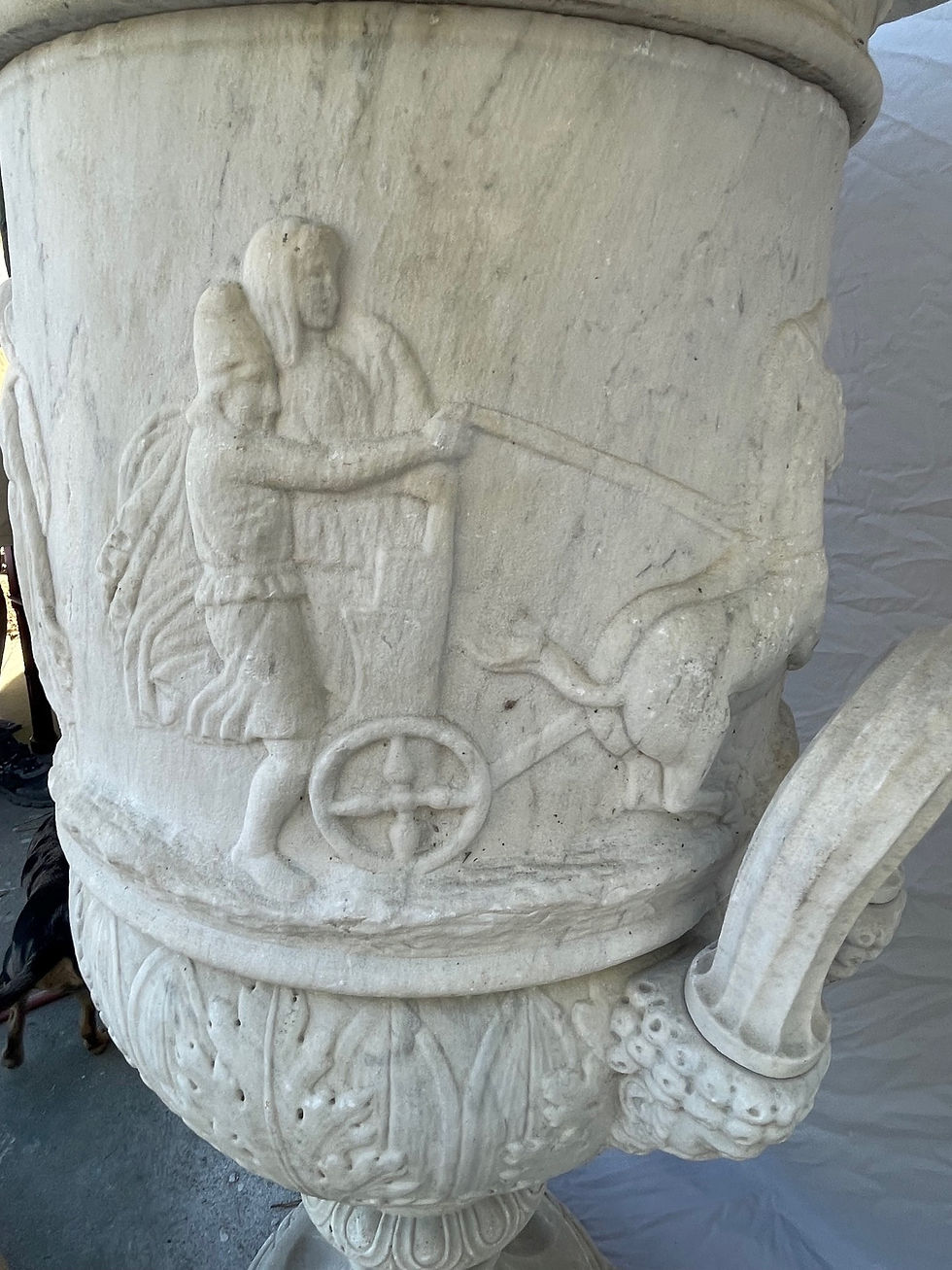 Thumbnail: Monumental Italian White Marble Copy of the Medici Urn. Early 20th Century.  H 5