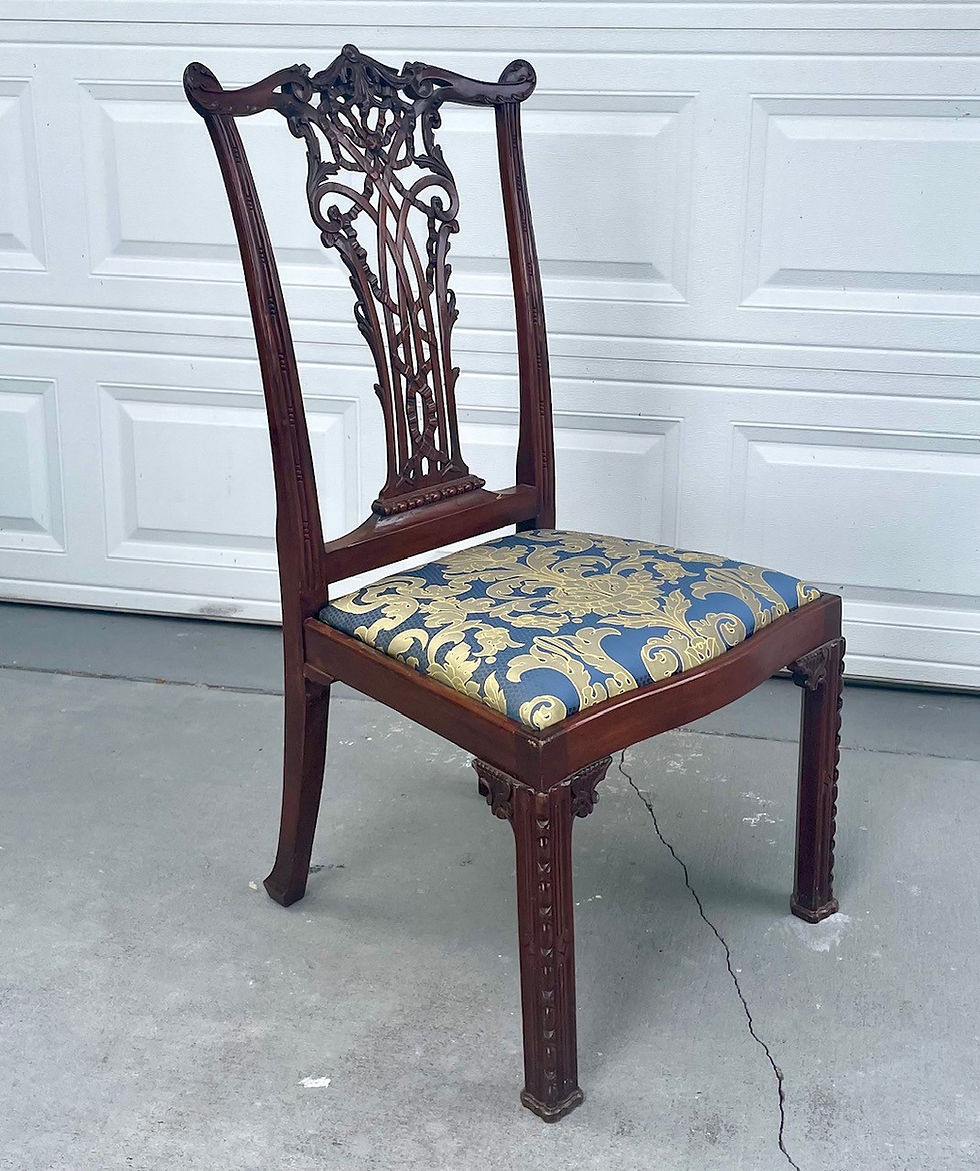Thumbnail: Pair English Chippendale Mahogany Side Chairs, Circa 1890.