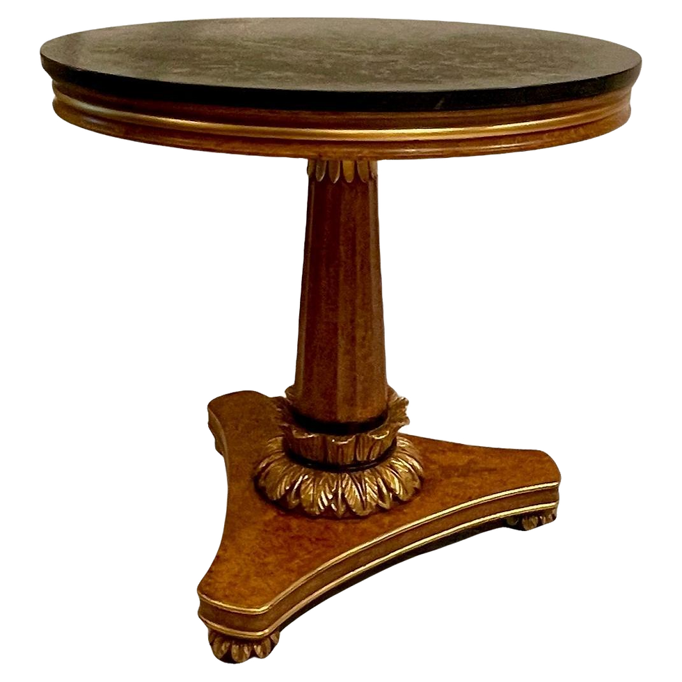 Biedermeier Table Carved Giltwood Marquina Marble Top. Invitinghome.Diameter 30"