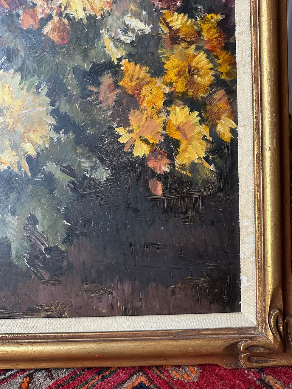 Thumbnail: Large Floral Still Life Oil Painting in Original Frame 1940s