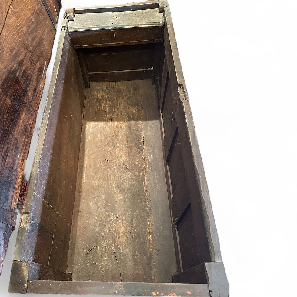 Thumbnail: English Renaissance 17th Century Solid Oak Chest Trunk