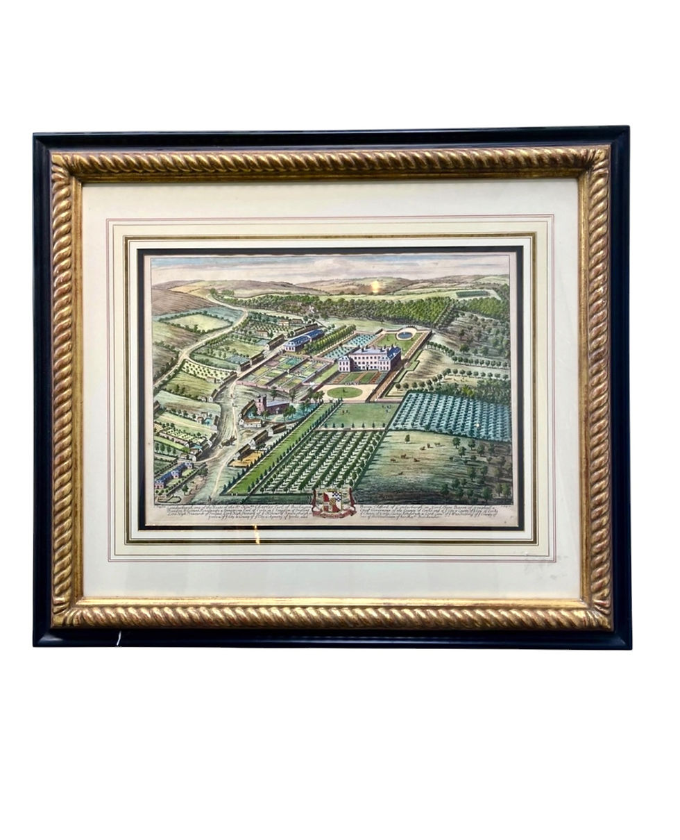 Thumbnail: 18th Century Hand Colored Engraving by Johannes Kip, Set of 2.
