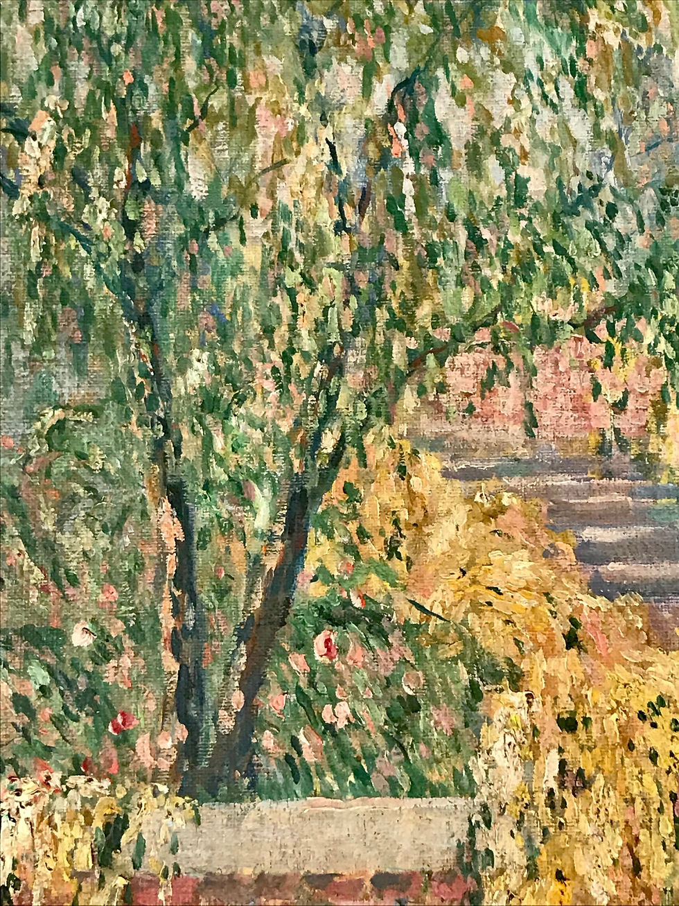 Thumbnail: 20th Century Impressionist Oil Painting Garden Landscape by Mary Lawrence