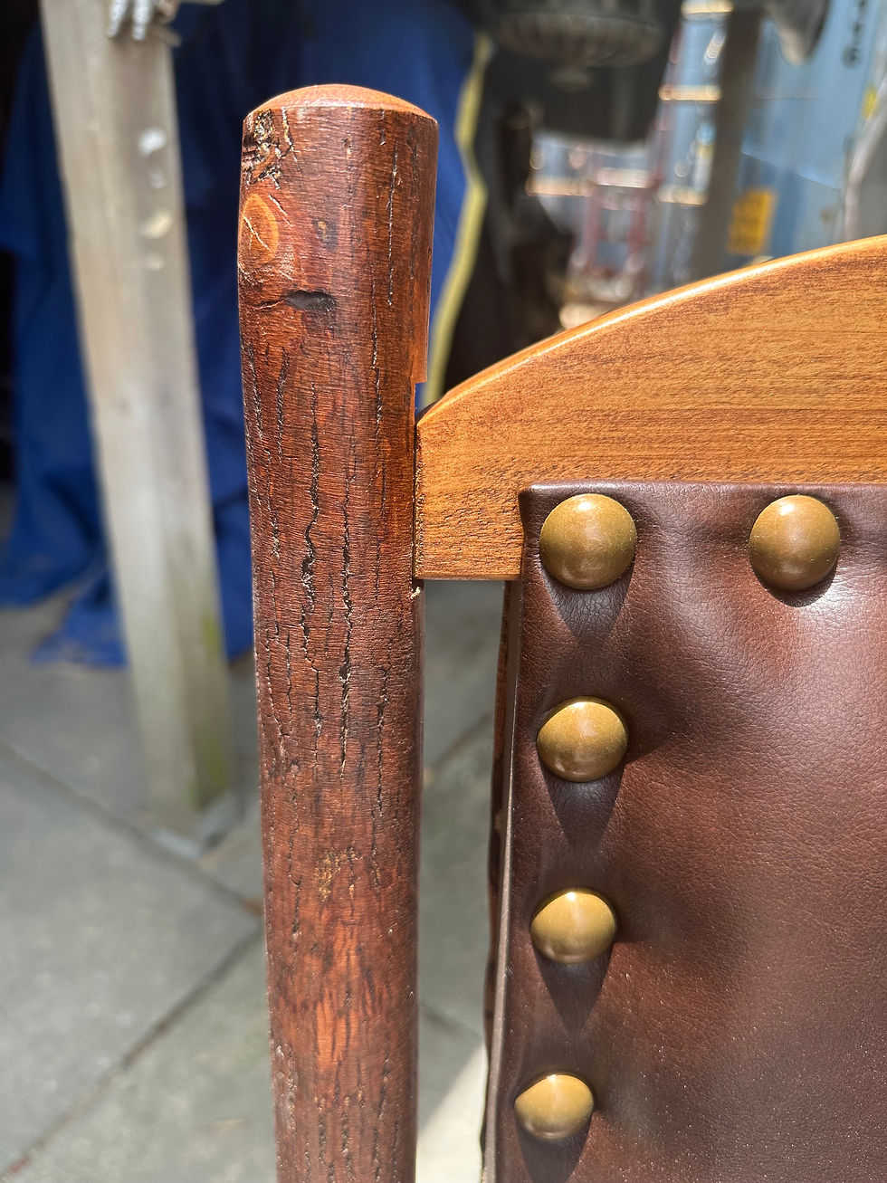 Thumbnail: Old Hickory Pagosa Side Chairs Brown Leather and Navajo Upholstery.
