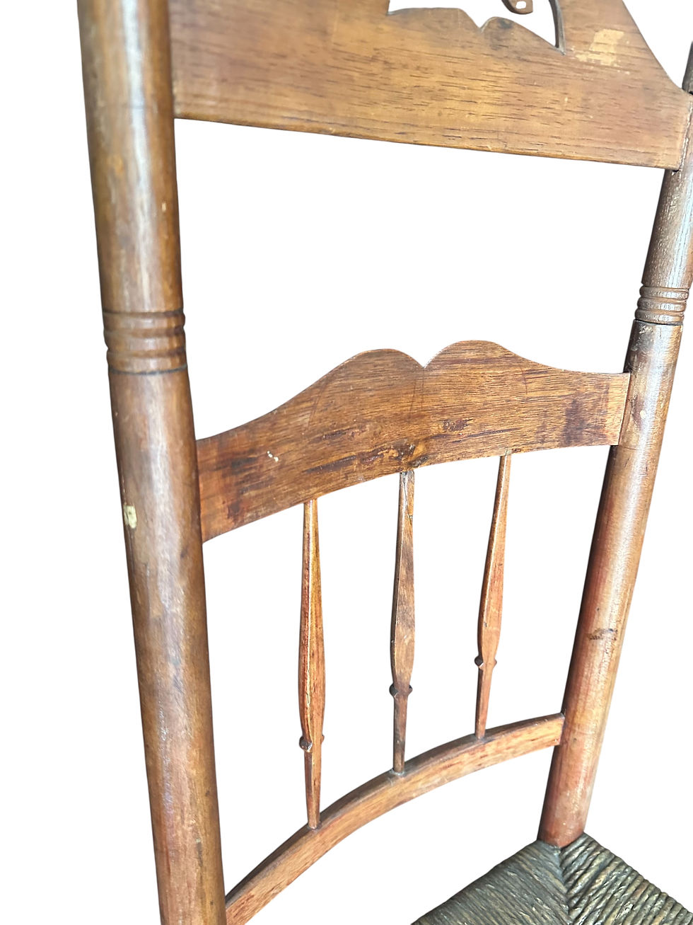 Thumbnail: 19th Century New England Rush Seat Ladder Back Chair