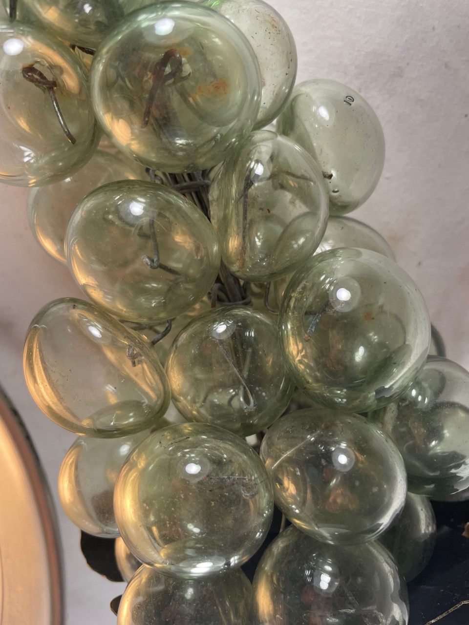 Thumbnail: Vintage Blown Smokey Glass Grapes Sculpture.