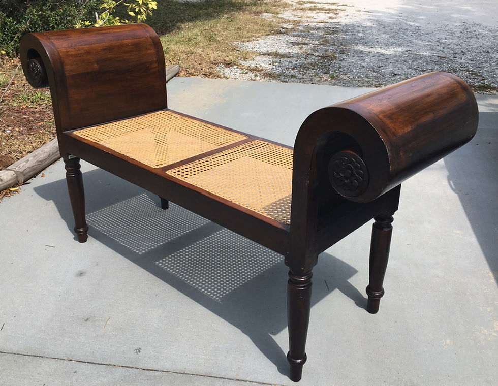 Thumbnail: English Regency style mahogany window seat / hall bench.