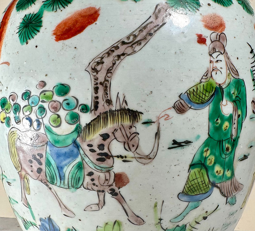 Thumbnail: Antique 19th Century Chinese Famille Verte Ginger Jar converted as Table Lamp