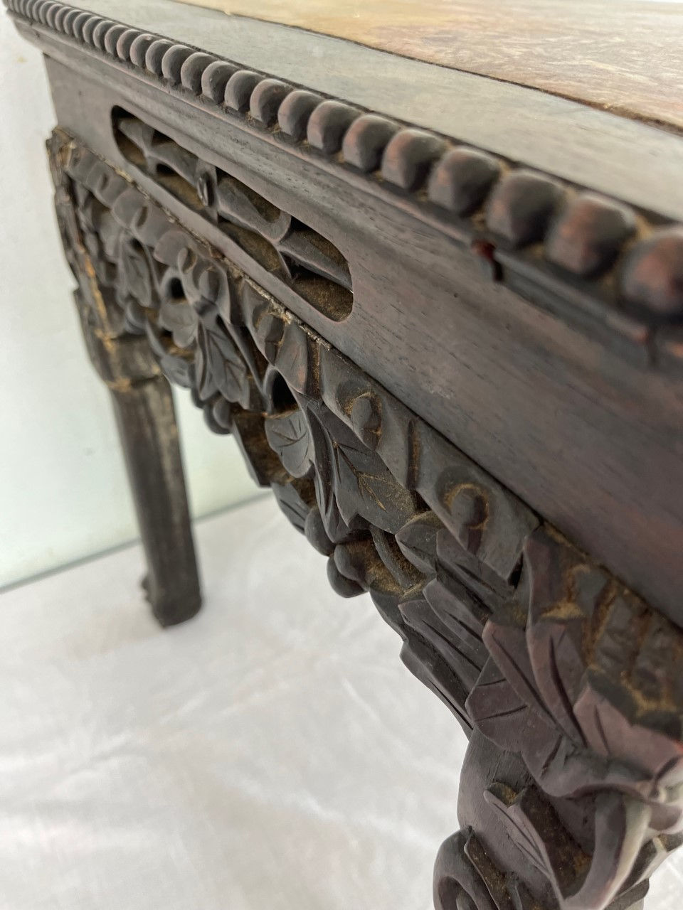 Thumbnail: Chinese Hongmu Carved Side Table Qing Dynasty 19th Century.