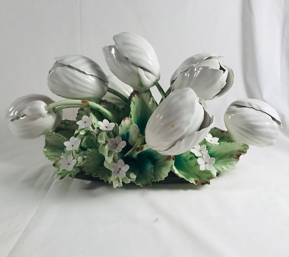 Thumbnail: Large Vintage Italian Faience Polychrome Tulip Centerpiece