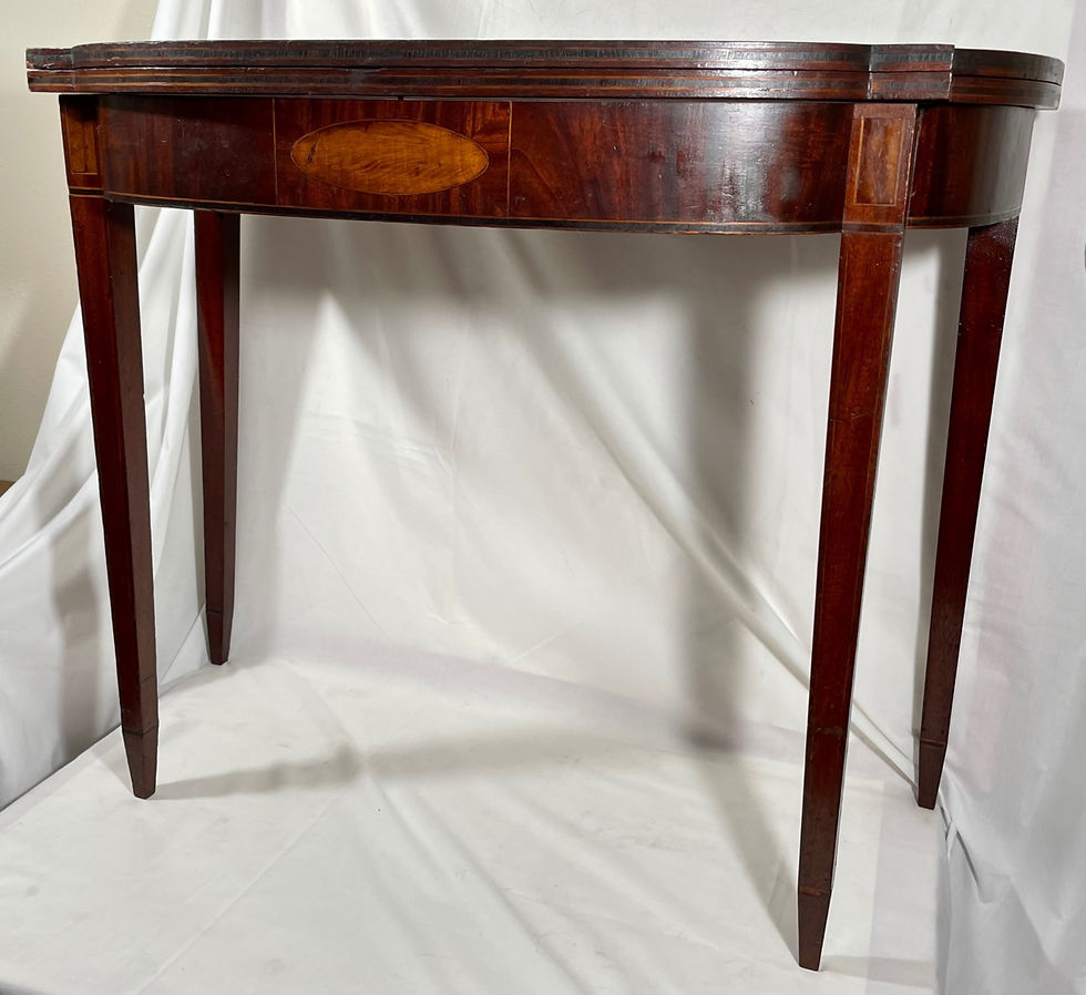 Thumbnail: Antique English Sheraton Style Satinwood Fold Top Console Table.