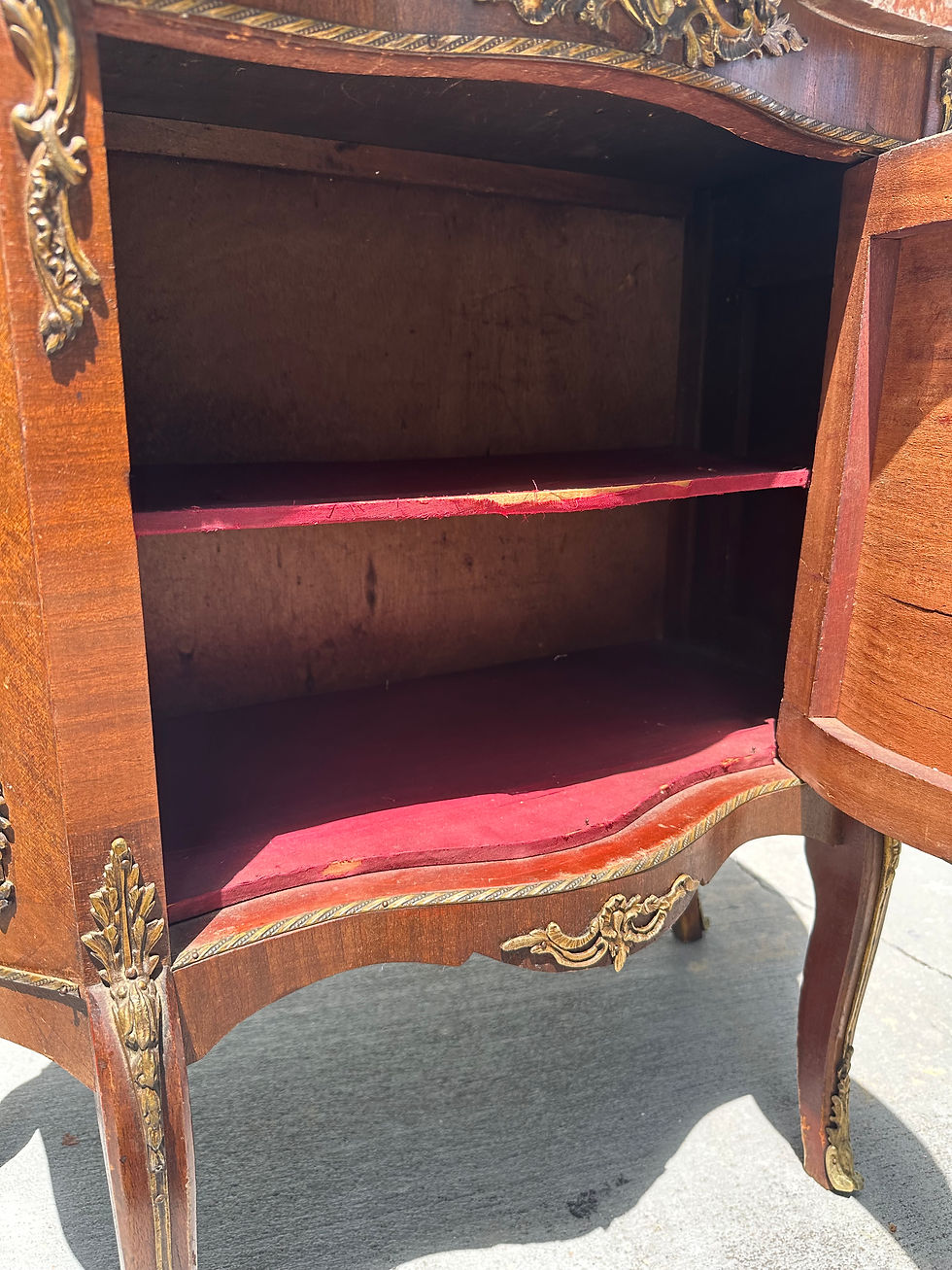 Thumbnail: Vernis Martin French Antique Commode Chest Marble Top.