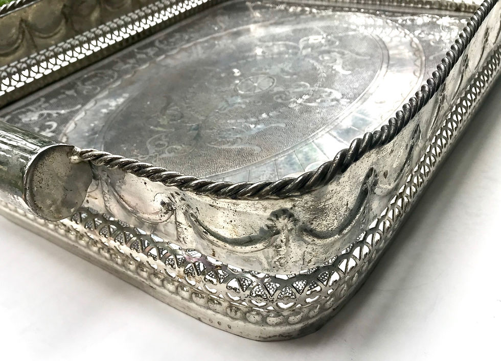 Thumbnail: SOLD -Large Silver Plated Anglo-Indian Butlers Gallery Tray