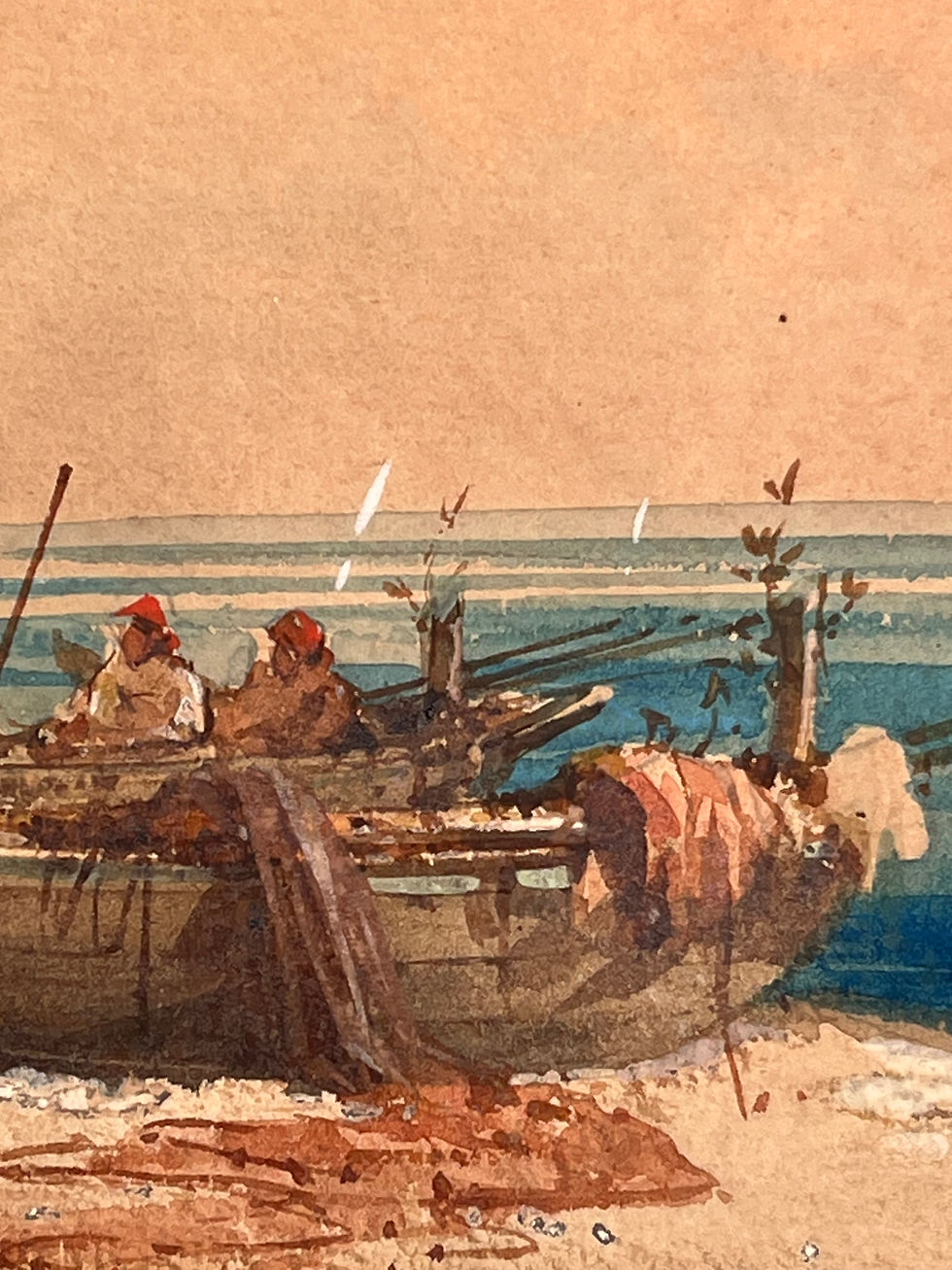 Thumbnail: 19th Century Italian Watercolor of Fishing Boats in the Bay of Naples.
