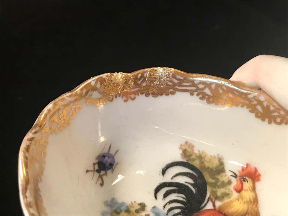 Thumbnail: 19th Century German Porcelain Kpm Berlin Hand Painted Double Salt