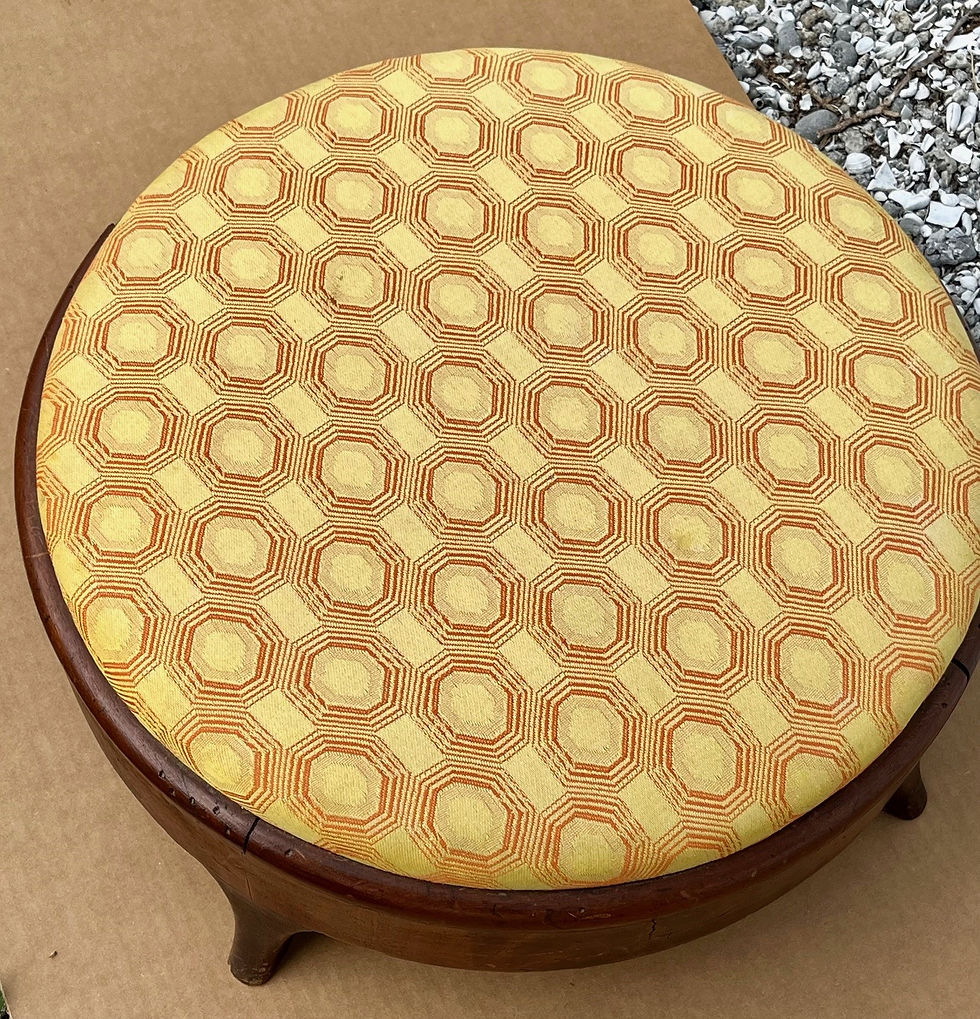 Thumbnail: 19th Century American Empire Round Upholstered Footstool.