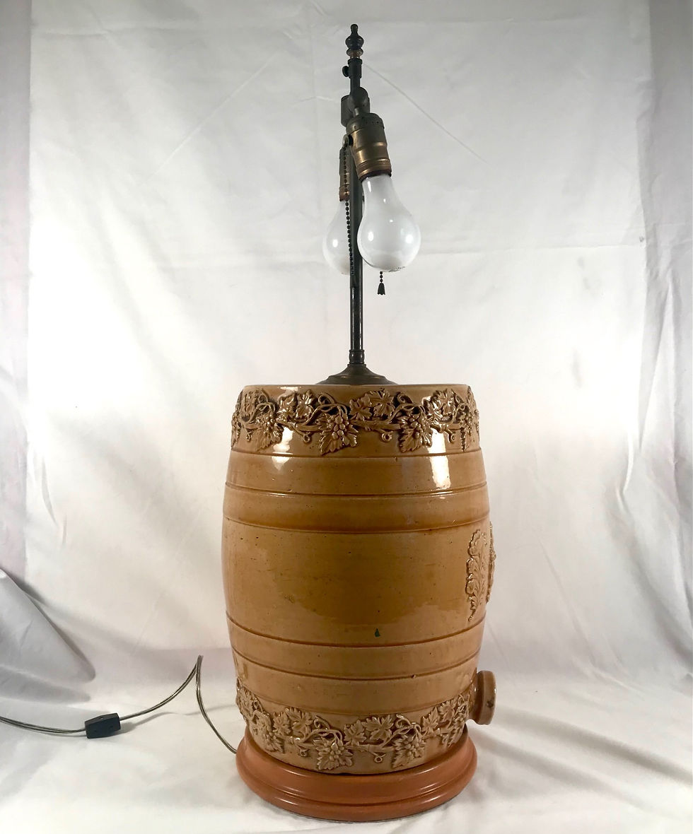 Thumbnail: English Doulton Lambeth Style Salt Glaze Whiskey Barrel - Water Cooler By Powell