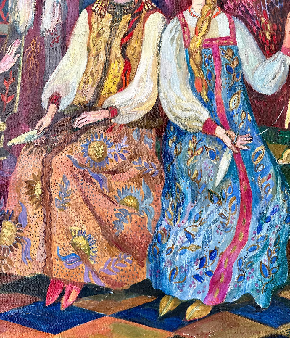 Thumbnail: Large Vintage Russian Illustration, Alexander Pushkin’s Fairy Tale of Tsar Salta