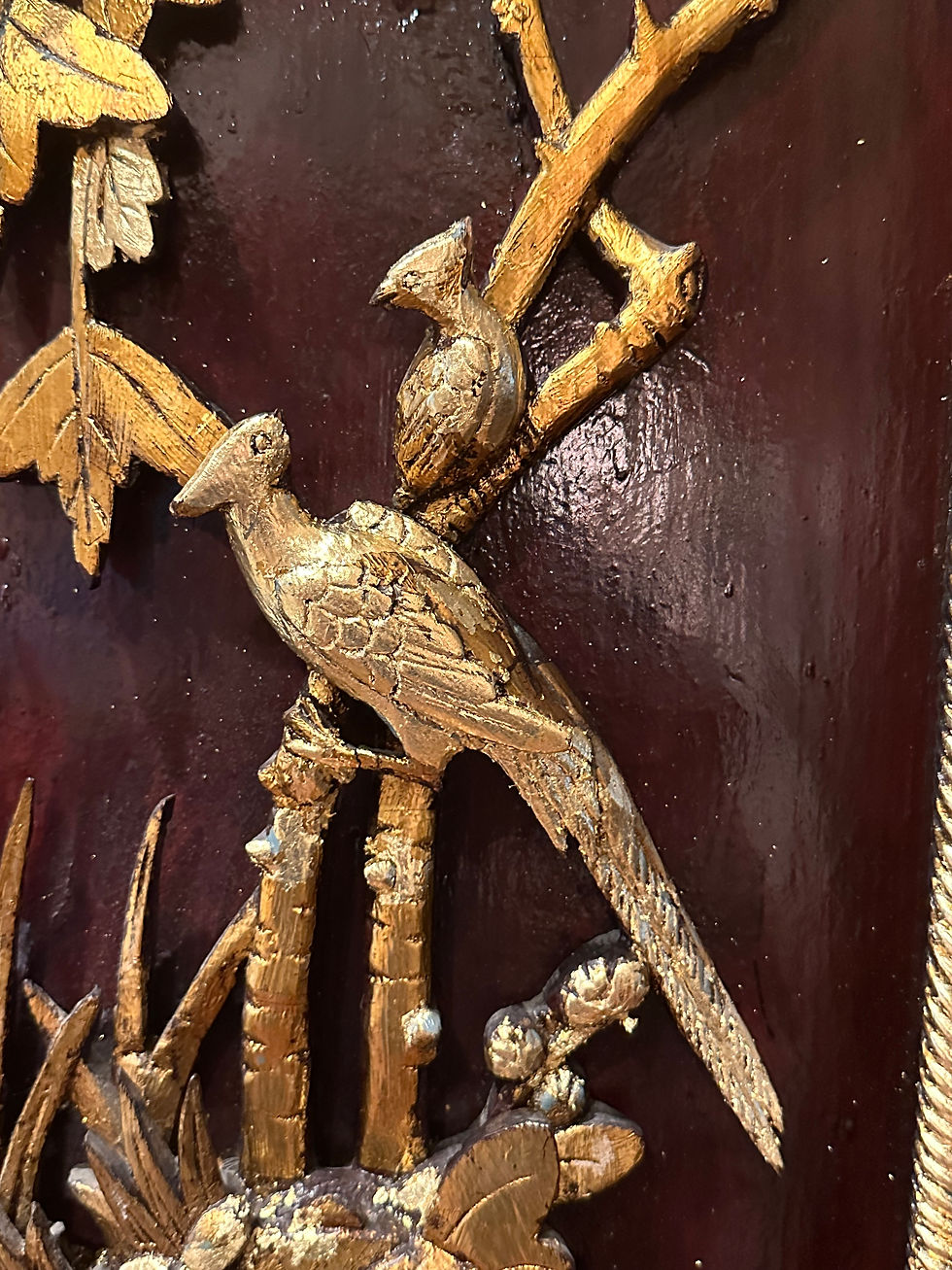 Thumbnail: Vintage Chinese Large Hand Carved and Gilded Wood Panel. L53"