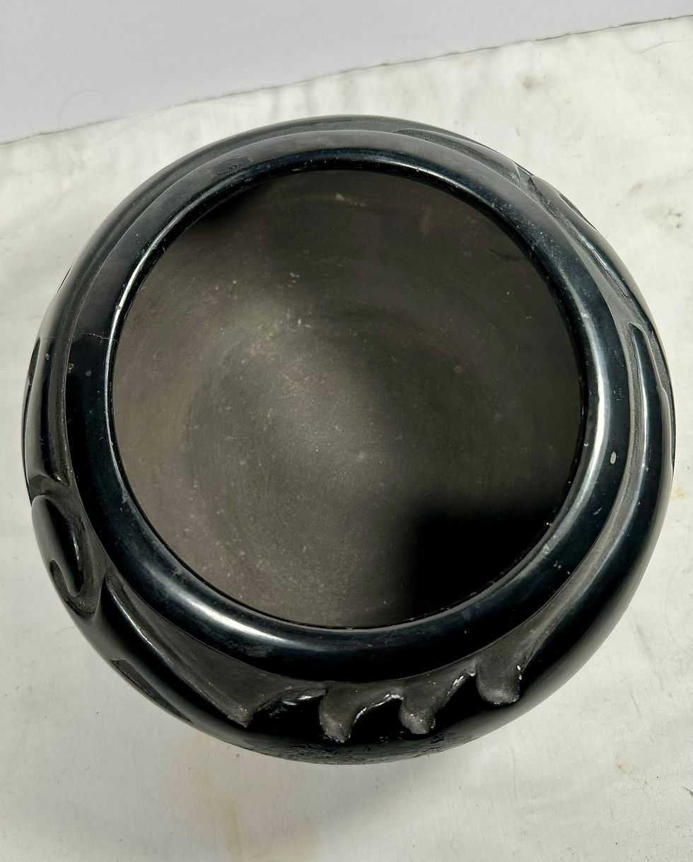 Thumbnail: Large Native American Vintage Santa Clara Pueblo Blackware Bowl
