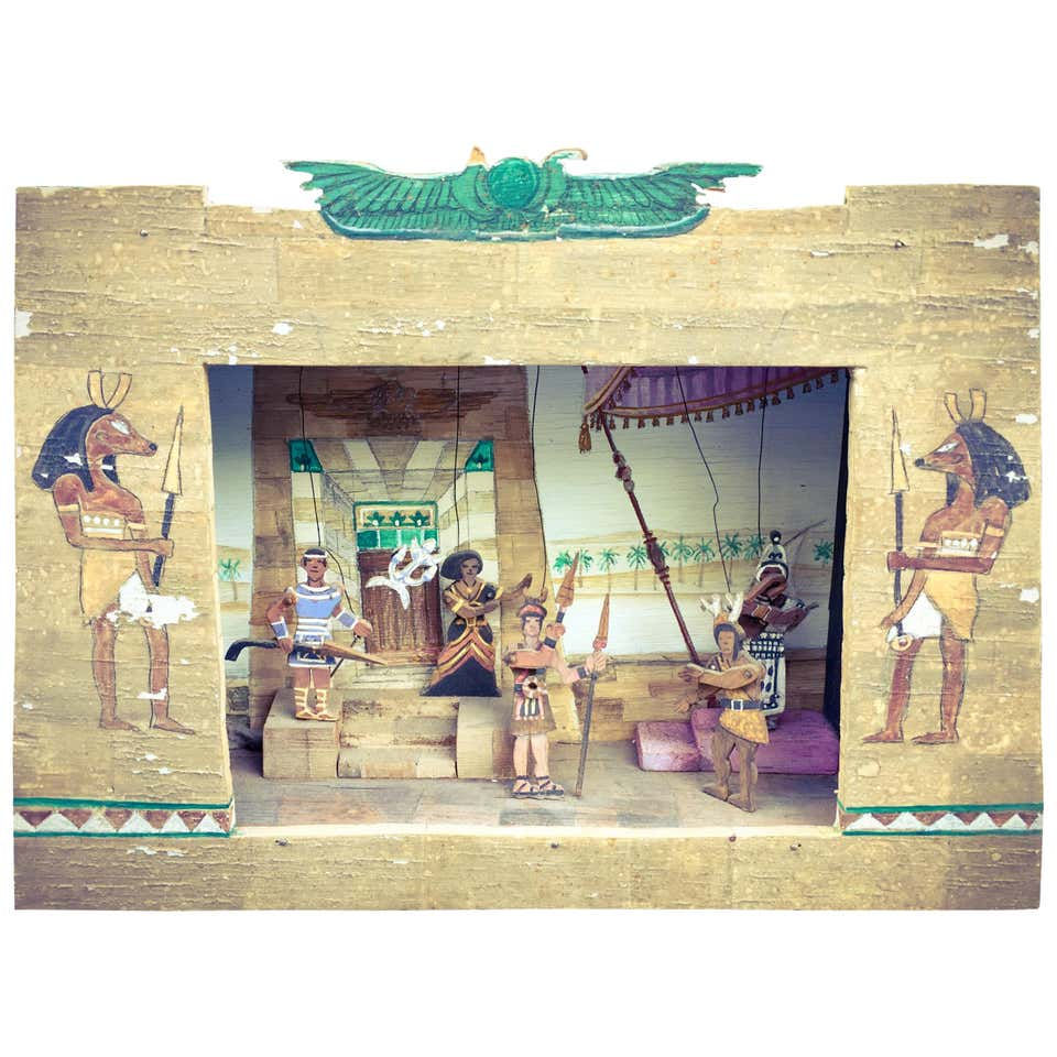 Automaton, Hand Cranked Miniature Signed Stage Model, Opera Aida, Hand-Painted