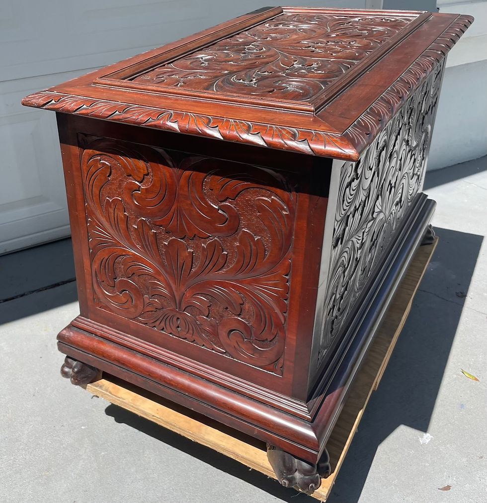 Thumbnail: 19th Century Baroque Revival Carved Wooden Blanket Chest.