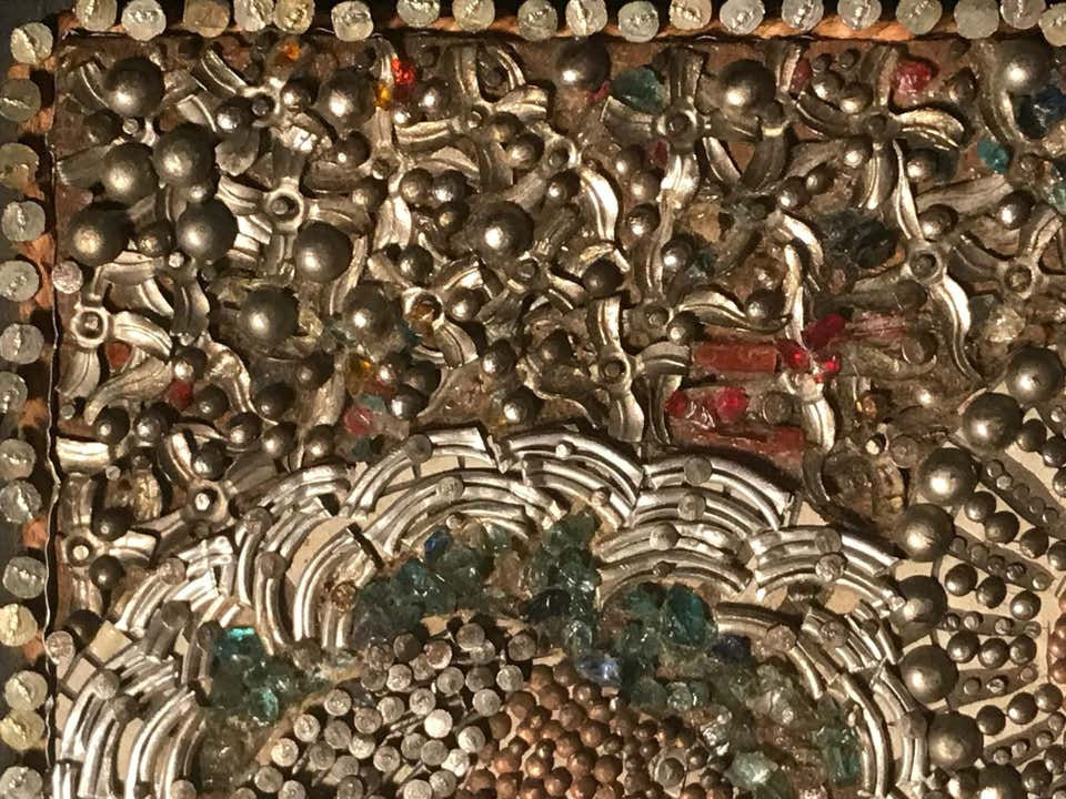 Thumbnail: Midcentury Religious Folk Art Assemblage Portrait of Virgin Mary and Child