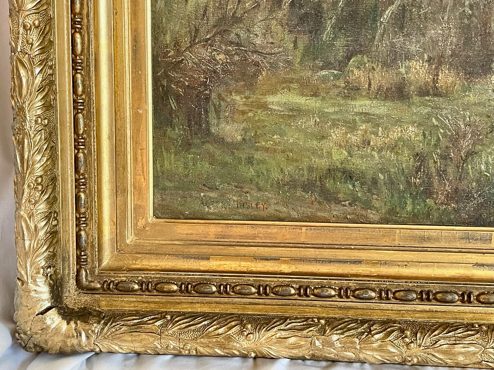 Thumbnail: Large 19th Century Signed American Landscape Painting, Original Period Frame.