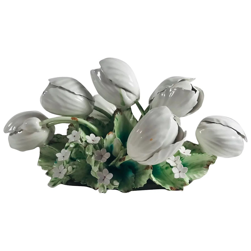Large Vintage Italian Faience Polychrome Tulip Centerpiece