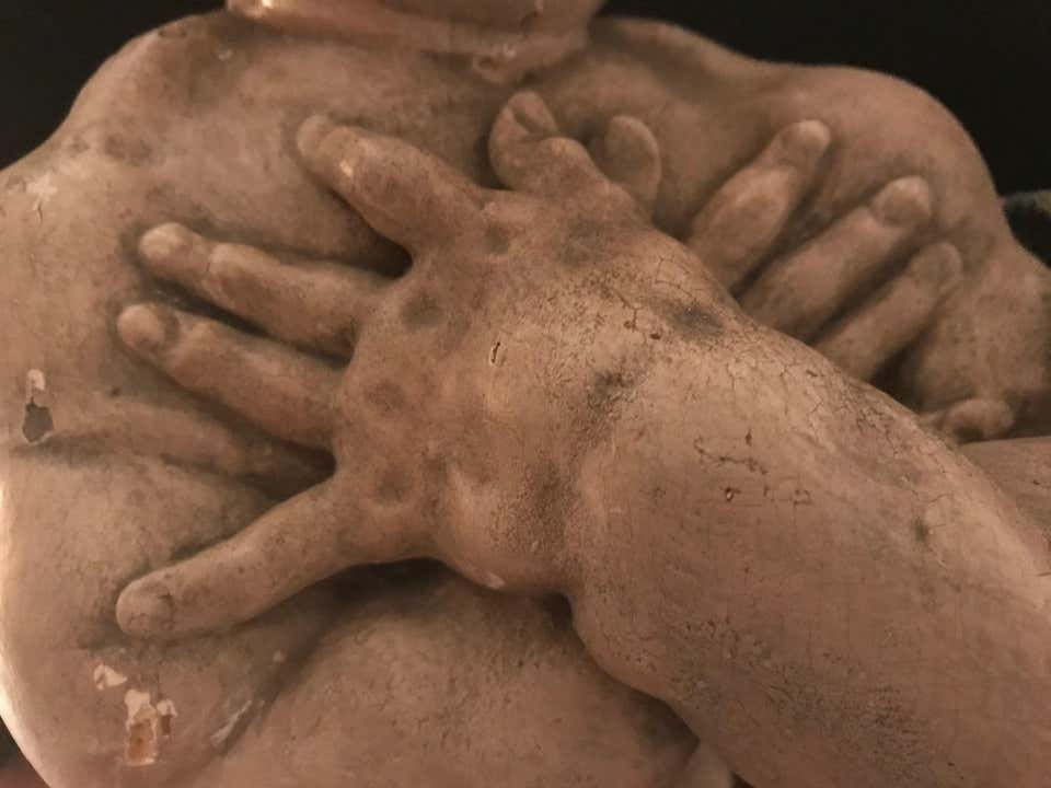 Thumbnail: German Baroque Wood Carved Life Sized Putto, Original Polychrome #1 of 2