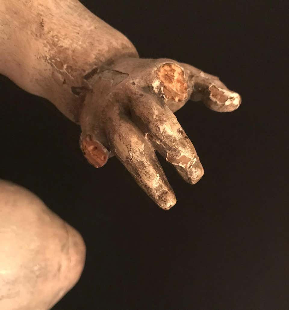 Thumbnail: German Baroque Wood Carved Life Sized Putto, Original Polychrome #2 of 2