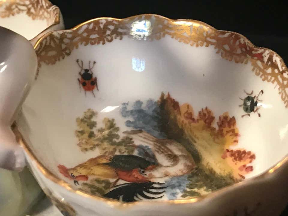 Thumbnail: 19th Century German Porcelain Kpm Berlin Hand Painted Double Salt